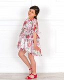 Vestido Niña Asimétrico Tul & Plumeti con Estampado Rosas 