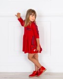 Outfit Niña Vestido Punto Rojo & Botines Glitter 