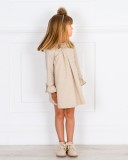 Dolce Petit Vestido Niña Evasé & Cuello Volante Topitos Beige Tostado