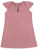 Ancar Vestido Niña Algodón & Cuello Volante Rosa Palo