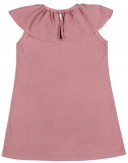 Ancar Vestido Niña Algodón & Cuello Volante Rosa Palo