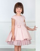 Abel & Lula Vestido Niña Tablas & Jacquard con Flores Rosa Empolvado 