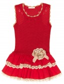 Vestido Combinado con Falda Volantes Rojo & Camel 
