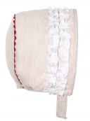 Conjunto Bebé Vestido Braguita & Capota Volantes Beige