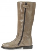 Botas Altas Piel Hebilla Taupe