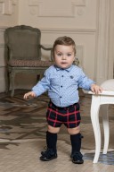 Dolce Petit Conjunto Bebé Niño Camisa Short & Tirantes Cuadros Marino