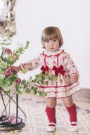 Vestido Bebé Estampado Floral Crudo & Rojo 