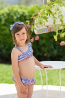 Bikini Niña Rayas Azules & Estampado Floral 