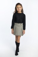 Cocote Conjunto Niña Blusa Negra & Falda Tablas Espiga con Motitas 