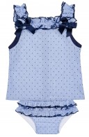 Conjunto Bebé Niña Bañador Azul Topitos Marino
