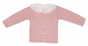 Conjunto Bebé Jersey Punto Rosa Empolvado  & Ranita Micropana Crudo con Pompones