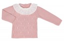 Conjunto Bebé Jersey Punto Rosa Empolvado  & Ranita Micropana Crudo con Pompones
