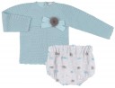 Rochy Conjunto Bebé Jersey Punto Celeste & Braguita Maxiplumeti Gris