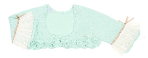 Pastel Green Cotton Knitted Bolero Cardigan (DELIVERY 15 APRIL)