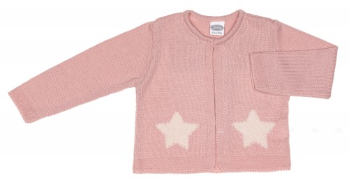 Baby Pink & Ivory Star Knitted Cardigan 