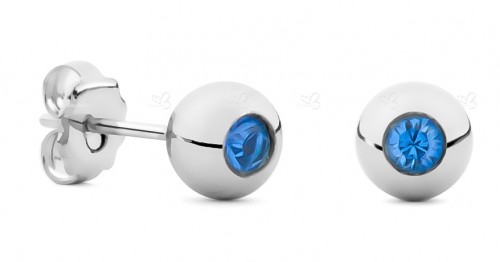 Missbaby Silver Sphere & Swarovski Crystal Round Earrings