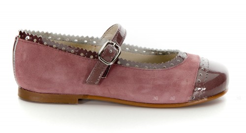 Mauve Patent & Suede Leather Mary Janes