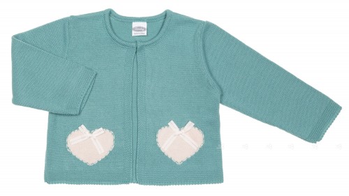 Baby Green & Beige Heart Knitted Cardigan 