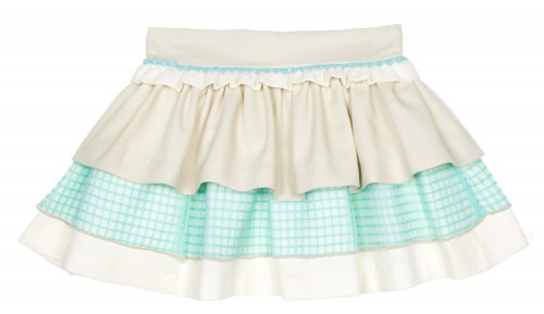 Girls Aqua Green & Ivory Layered Skirt 