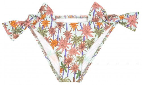 Girls Green & Pink Palm Print Bikini Bottoms