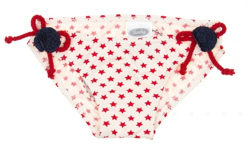 Red & Ivory Stars Bikini Bottoms with Anchor