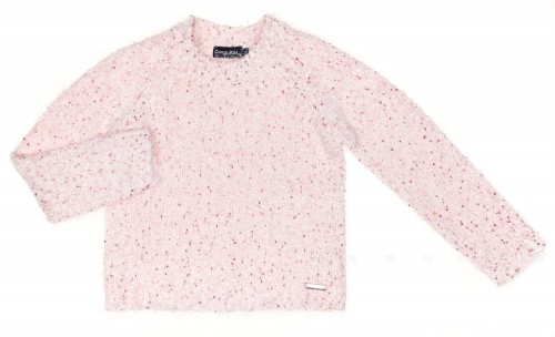 Girls Pink Bouclé Knitted Sweater with Sequins