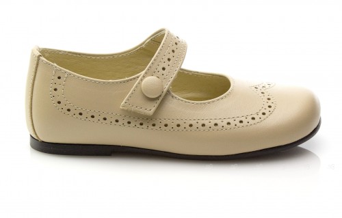 Beige Leather Mary Janes
