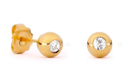 Missbaby Gold Sphere & Swarovski Crystal Earrings