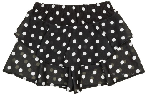 Girls Black & White Polka Ruffle Shorts