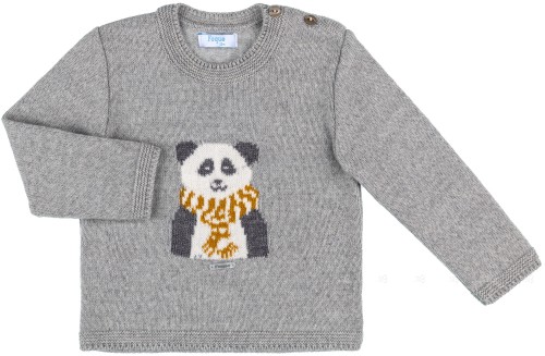Unisex Gray Panda Bear Knitted Sweater 