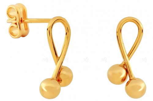 Missbaby Gold Laced with Two Balls Earrings