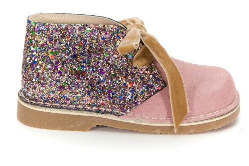 Girls Pink Suede & Glitter Boots