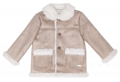 Girls Beige & Ivory Synthetic Suede Jacket 