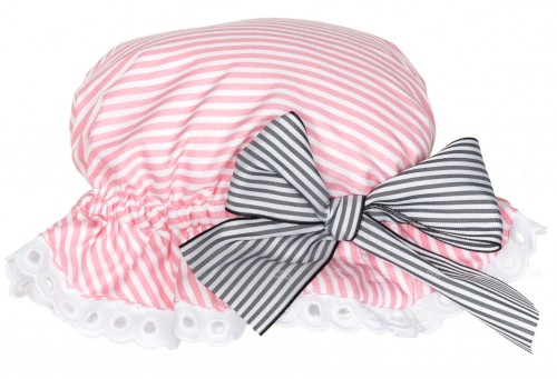 Girls Pink Striped Sun Hat with Bow