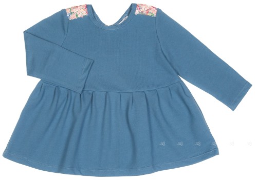 Girls Blue Jersey Sweater with Sequin Shoulders