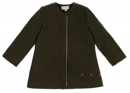 Girls Green Coat with Lurex & Pleated Back