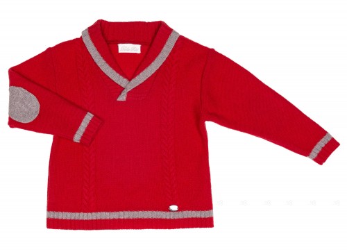 Boys Red & Gray Knitted Sweater