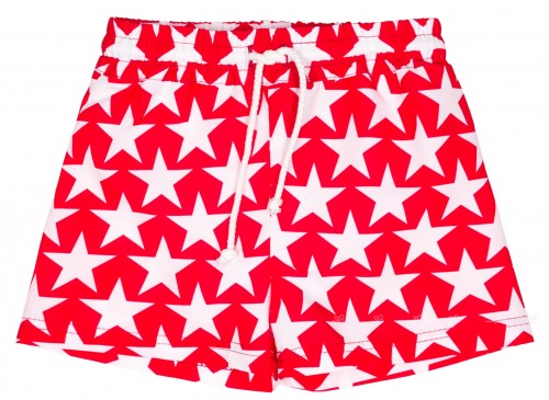 Boys Red& White Star Print Swim Shorts.