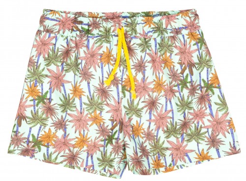 Boys Green & Pink Palm Print Swim Shorts
