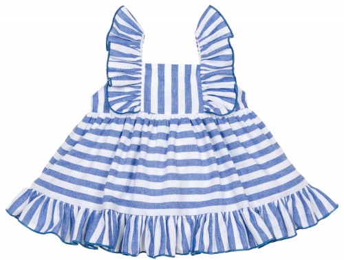 Baby Girls Blue & White Striped Dress Set 