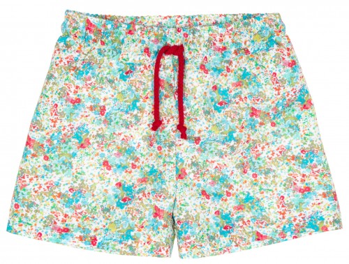 Boys Turquoise & Red Floral Swim Shorts