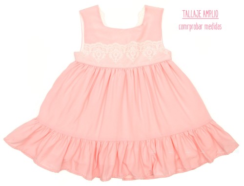 Girls Pink & Ivory Lace Dress