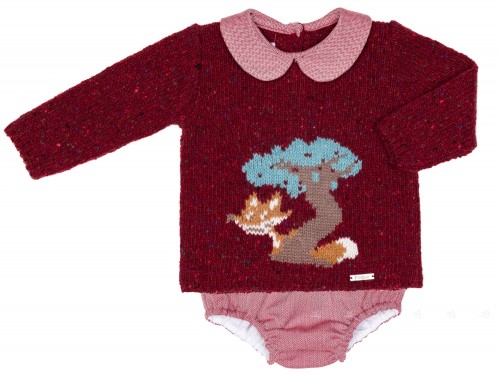 Baby Boys Burgundy Sweater & Herringbone Shorts Set 