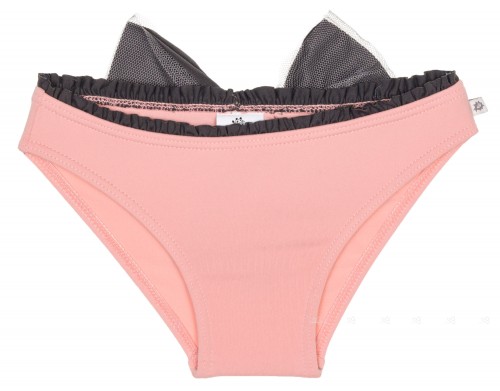 Girls Blush Pink Bikini Bottoms with Gray Maxi Bow