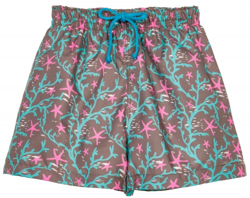 Boys Green Coral Print Swim Shorts