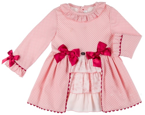 Girls Pastel Pink Polka Dot Layered Dress