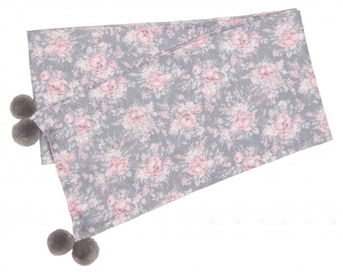 Girls Gray & Pink Viscose Scarf with pom poms