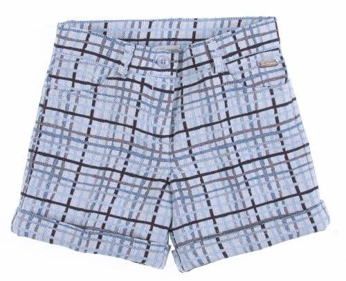 Pale Blue 5 pocket plaid jacquard shorts