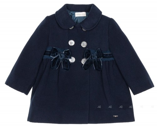 Baby Girls Navy Blue Coat & Velvet Bows