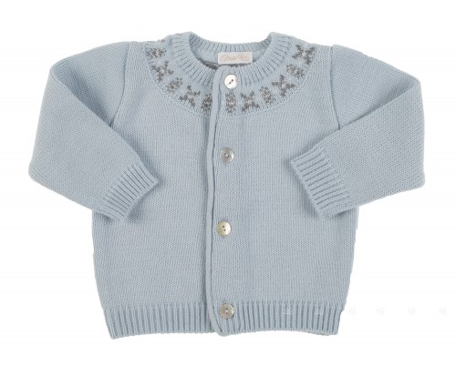 pale blue knitted cardigan